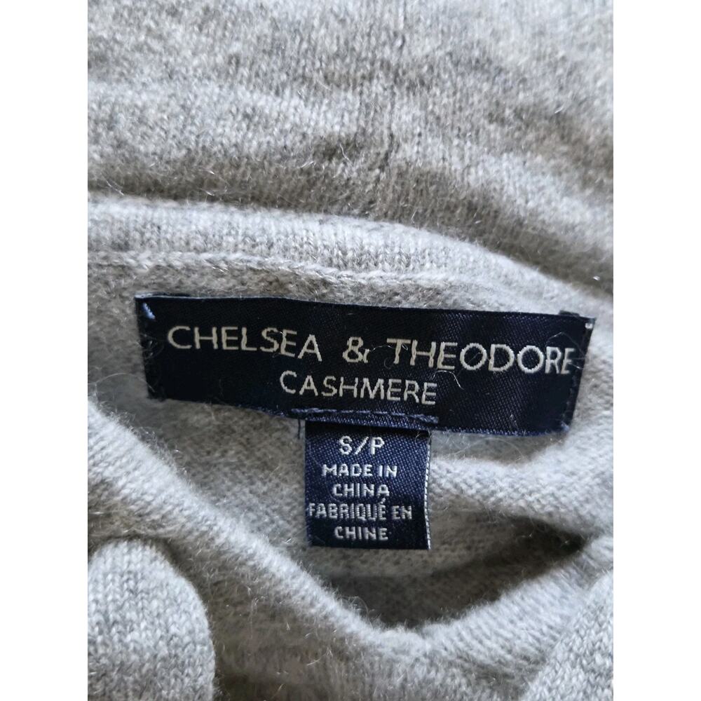 Chelsea & Theodore 100% Cashmere Hoodie Sweater Gray Pink Star Sleeve S/P - Picture 4 of 8